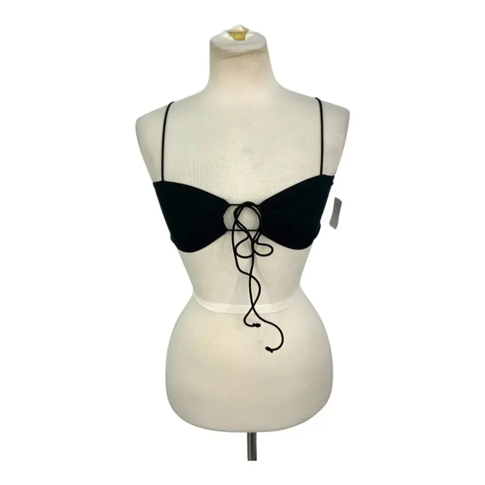 TopShop Skinny Strap Halter Neck Bikini Top in Black Size 6 NWOT $35 MSRP